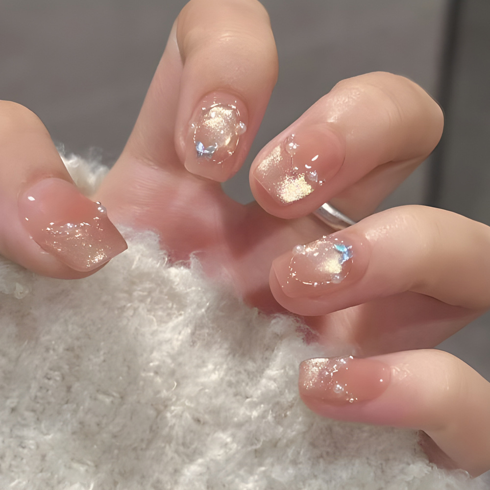10 piezas de manicure manual puro código de decimación perla de ojo de gato suave parche de uñas blanqueador desmontable