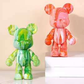 流体熊手绘diy流体熊材料包潮流手工创意绘画白胚搪胶酷酷熊玩具