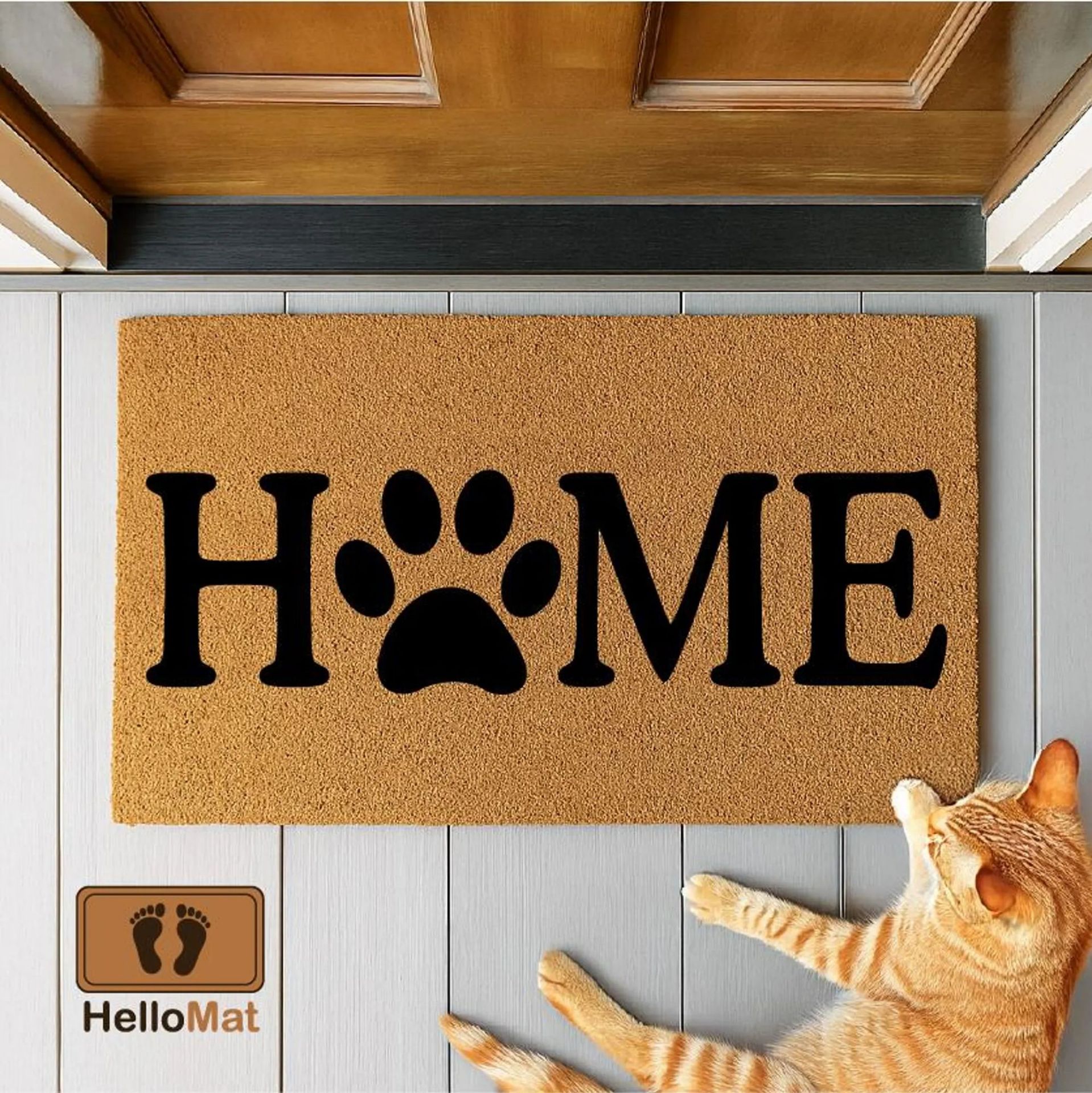 American-style minimalist letter pattern faux coconut palm floor mat, outdoor entrance doormat, non-slip dirt-resistant floor mat, direct from the factory