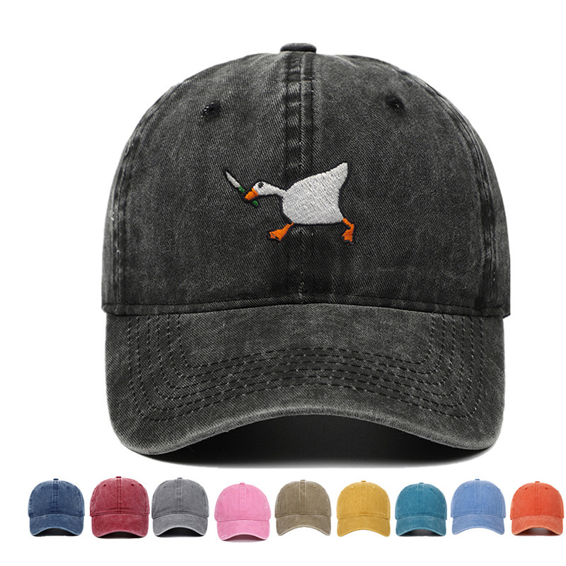 New Biting Knife White Goose Baseball Cap Fun Embroidered Baseball Cap Men's and Women's Fashion All-Match