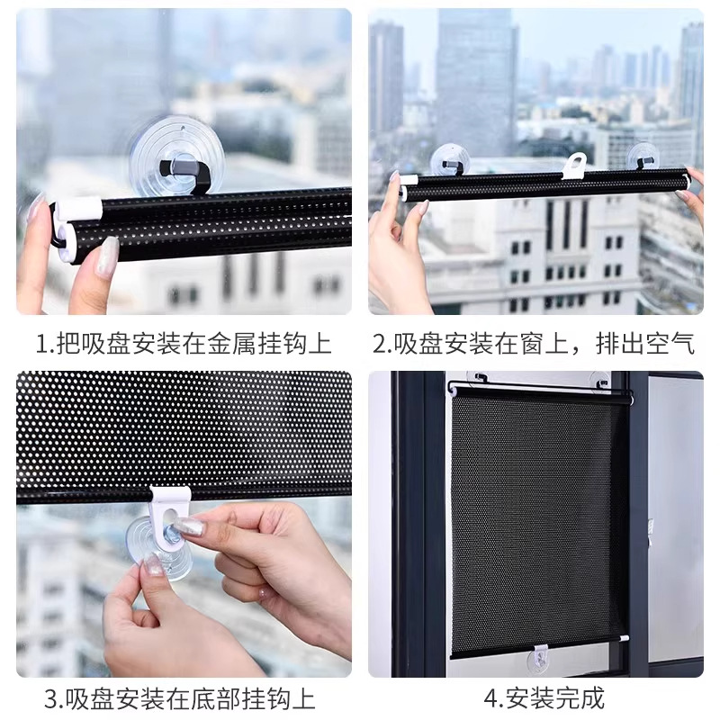 Ventana sin agujeros cortina solar ventana de vidrio tipo ventana doméstica película de aislamiento térmico protector solar balcón sombra solar anti-peeping