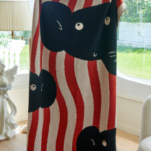 家用法斗大象卡通半边绒针织毛毯沙发盖毯披肩毯野餐户外ins风