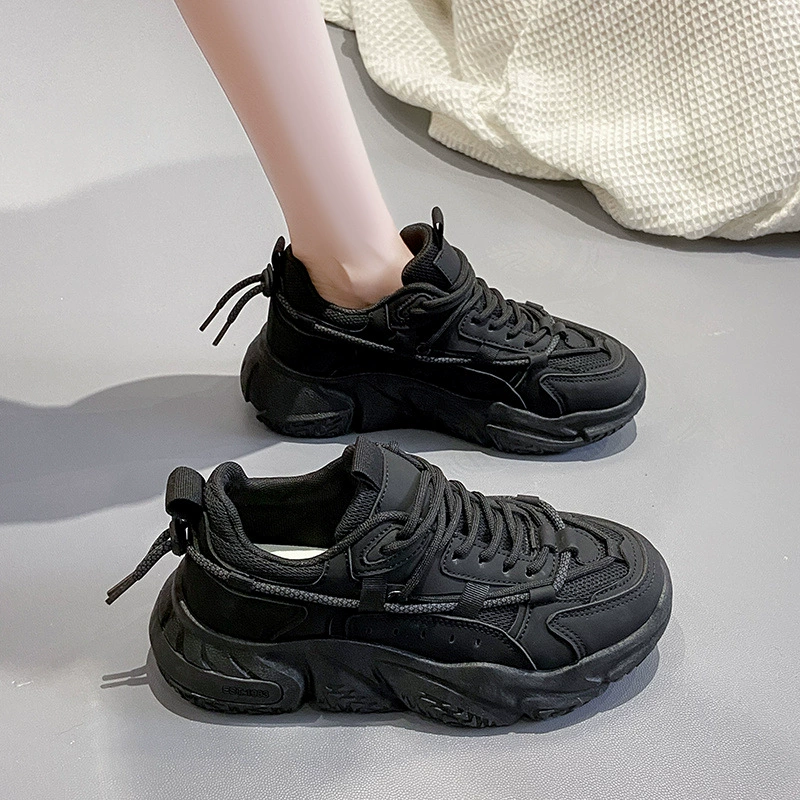 35-43 черные женские кроссовки для папы, модные универсальные повседневные кроссовки для широкой стопы, женская обувь больших размеров 41 для работы