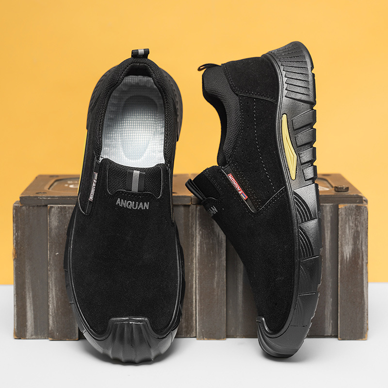 Zapatos de hombre de suela suave otoño nuevos zapatos de protección laboral bajos zapatos de trabajo de moda para hombres zapatos de trabajo negros casuales universales
