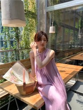 23夏季新款天丝法式仙气优雅浪漫长裙显瘦宽松清凉无袖背心裙连衣