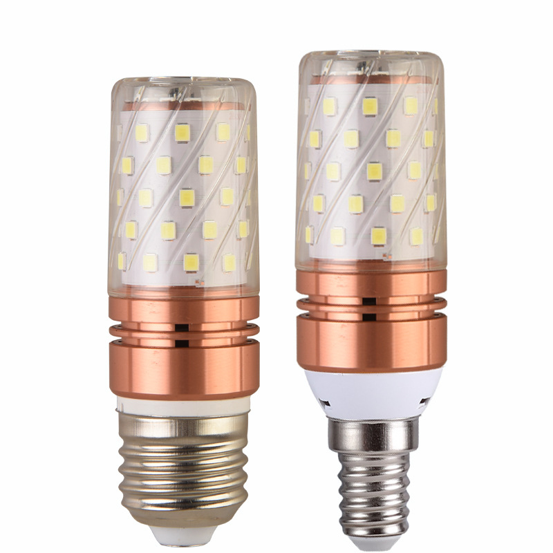 Bombilla de maíz LED E14 pequeño tornillo E27 gran boca araña de cristal vela fuente de luz 12W16W brillante cabeza de luz fuerte