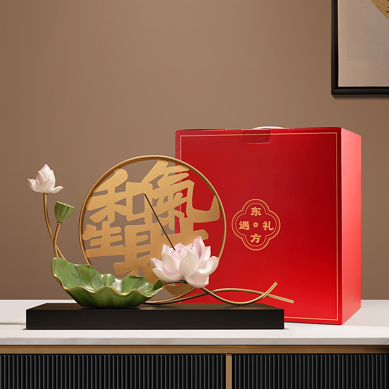 新しい中国風の禅香挿入蓮玄関装飾品ハイエンドリビングルームオフィスティールーム装飾新築祝いギフト|undefined