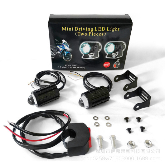 Locomotora de motocicleta transfronteriza lente de dos colores externa pequeña pistola de acero proyector LED Faro de dos colores lejos y cerca de la luz