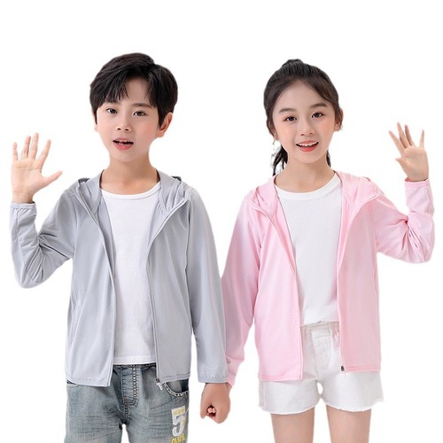 UPF50+ U-style children's sun protection clothing for boys and girls, lightweight, breathable, UV-resistant, hooded skin clothing jacket