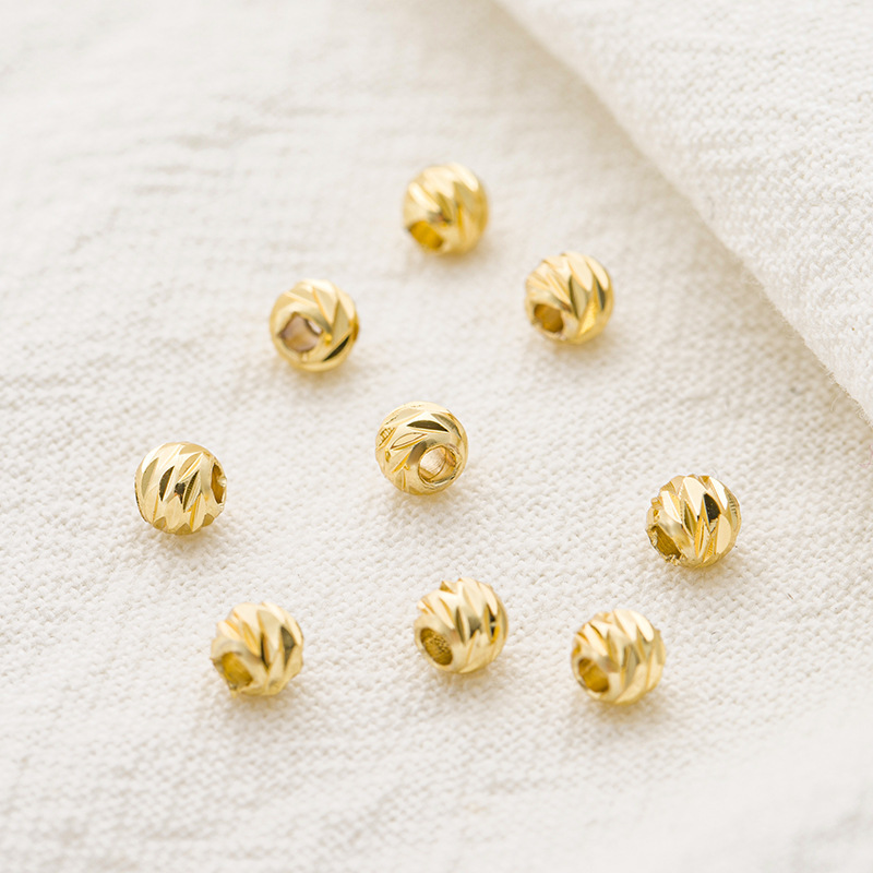 Factory Direct supply copper plated gold 18K gold coated color retaining batch flower horizontal pattern watermelon beads cut surface diy spacer beads loose beads beads beads