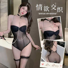情趣内衣女性感胸垫小胸聚拢免脱连体衣制服诱惑纯欲睡衣套装8329