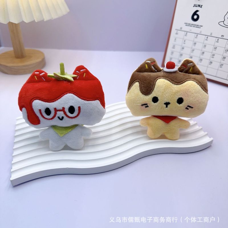 吱吱叫毛绒番茄小猫玩偶挂件补丁猫咪公仔钥匙扣箱包服装饰品配件|undefined