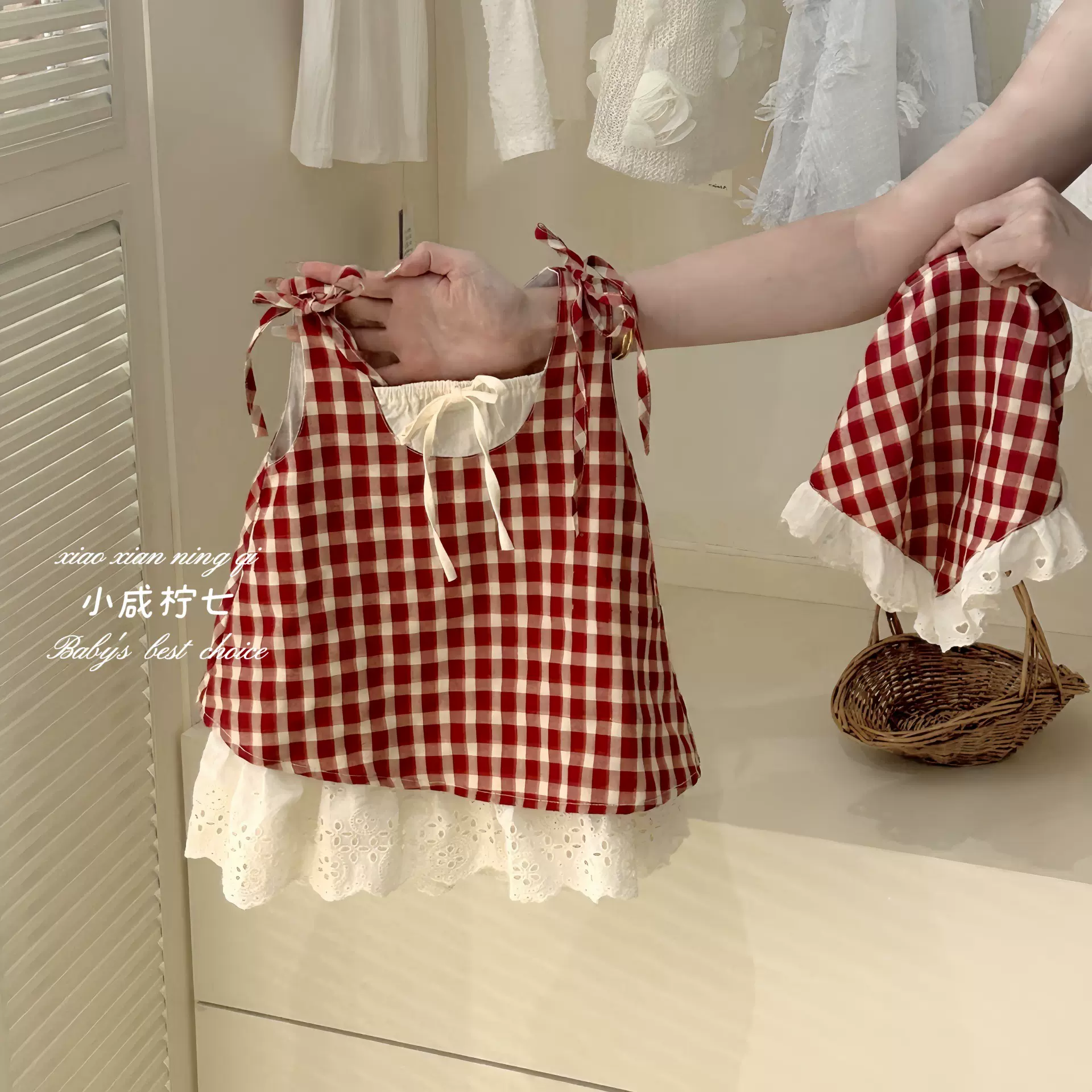 【小咸柠七】童装女童格子假两件连衣裙夏季新款儿童女宝宝背心裙