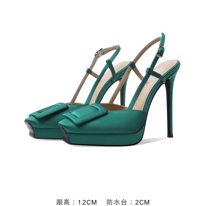 12cm Women's Thin High-Heeled Closed-Toe Backless Sandals 2026 New Style Thin Heel Single Strap European and American Cross-Border Large Size Shoes 12cm Women's Thin High-Heeled Closed-Toe Backless Sandals 2026 New Style Thin Heel Single Strap European and American Cross-Border Large Size Shoes