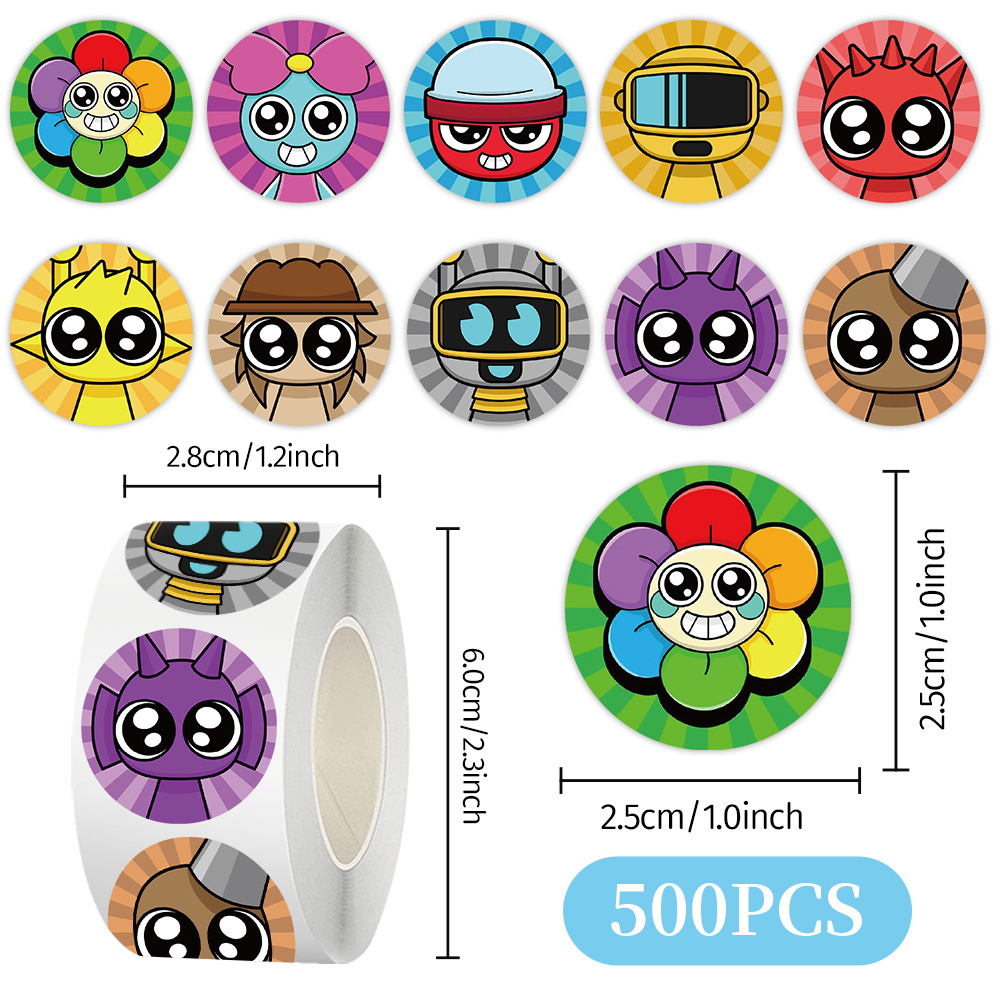 Cien tipos de dibujos animados pegatinas de animales rollo de recompensas para niños materiales didiy papelería cuaderno cinta adhesiva decoración