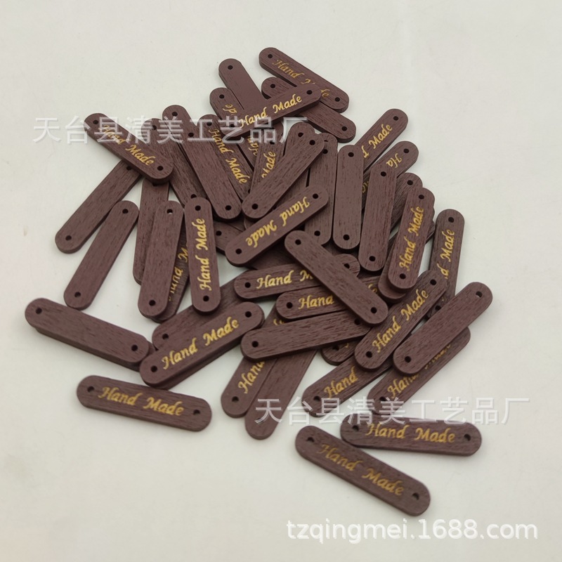 35*8mm beige/marrón decorativo signo placa de madera botón hecho a mano madera signo 50 unidades un paquete