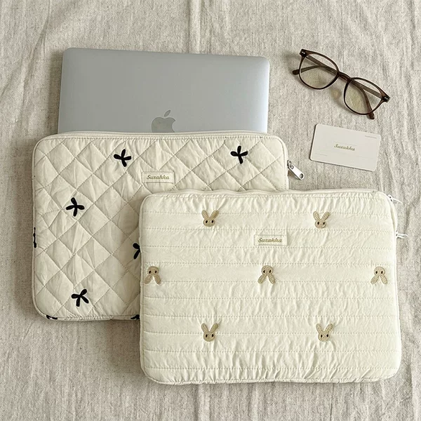 [New Product] Ins Tablet Computer Storage Bag with Diamond Embroidery Bow 11/13/ 15inch Notebook Storage Bag