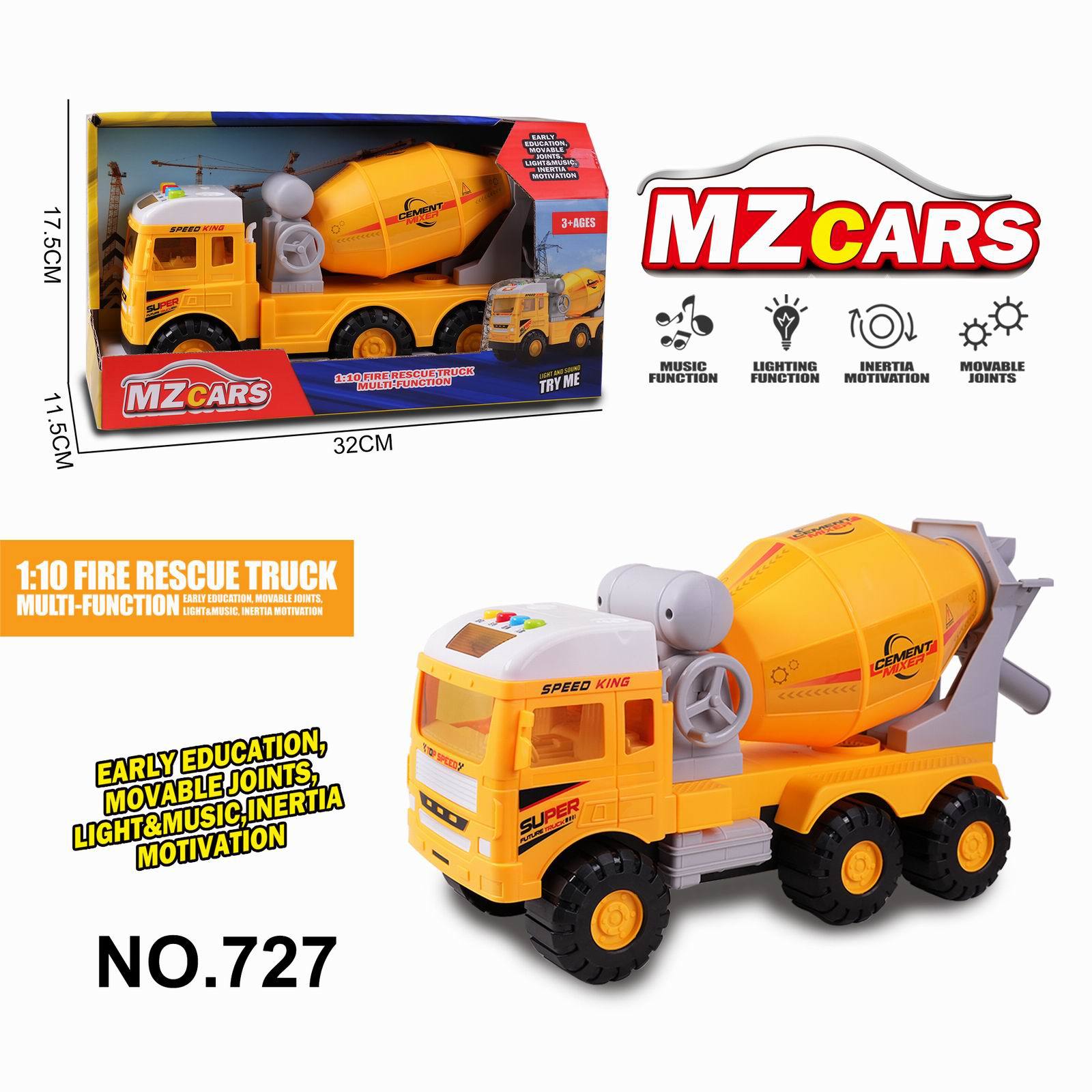 빛과 음악이 포함된 Medium Story 관성 엔지니어링 차량 1 [포장 수량 42PCS]