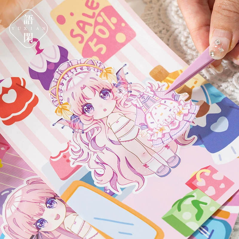 Сцена нарядов фантазий Белла из истории речи Sticker набор cartoon девочка ручной учет дневник нижняя отделка стикер
