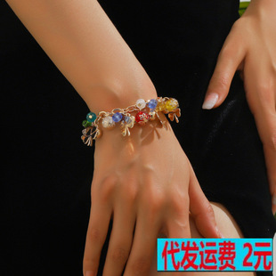 Cross-border supply Europe and the United States hot Bohemian geometric color crystal pendant bracelet multi-layer beaded bracelet bracelet