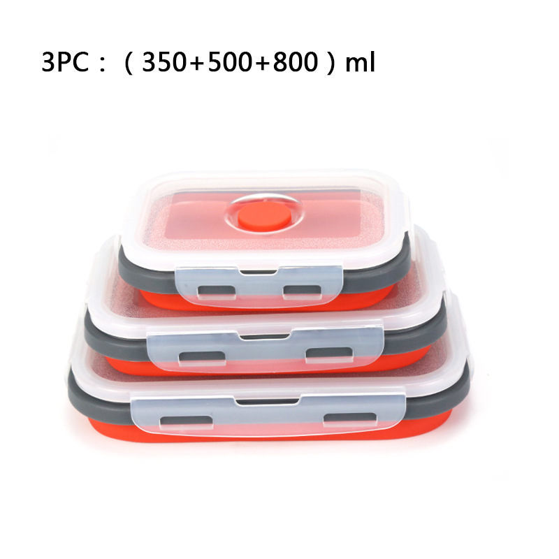 Caja de almuerzo de silicona al aire libre caja de almuerzo de silicona plegable refrigerador más nítido almuerzo portátil caja de almuerzo retráctil