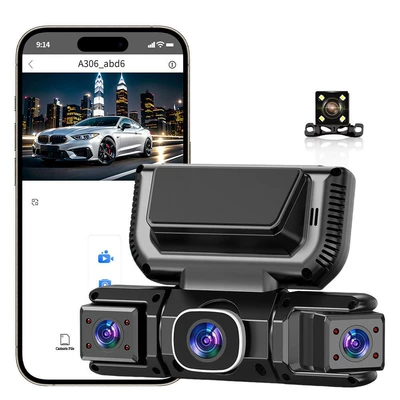 New Model 3inch Four-Channel High-Definition Dash Cam with Infrared Night Vision, Ips High-Definition Screen, and Wifi Mobile Connectivity (Driving recorder) - comes-standard-with-a-cigarette-lighter-adapter-does-not-support-24-hour-parking-monitoring-four-recordings-wifi