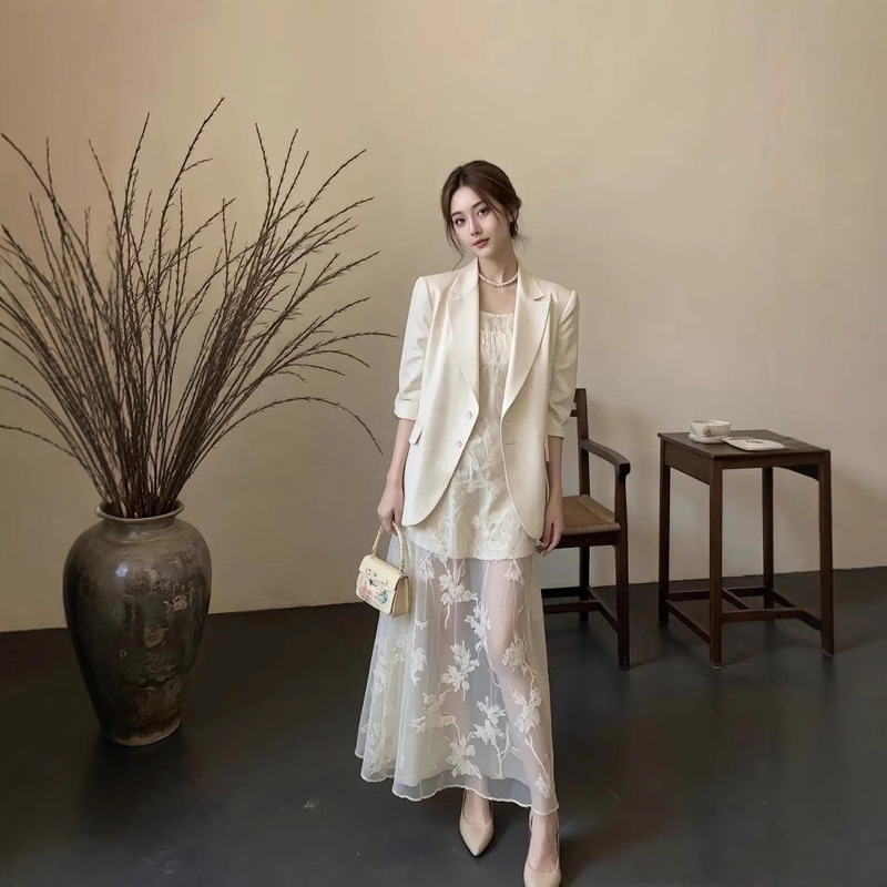 Super Trendy Spring-Summer Outfits 2026: Ultra-Hot Miu Miu-Inspired Chanel-Style White Blazer and Slip Dress