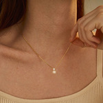 St.delan珍珠锆石项链女款不锈钢锁骨链吊坠轻奢小众设计感高级