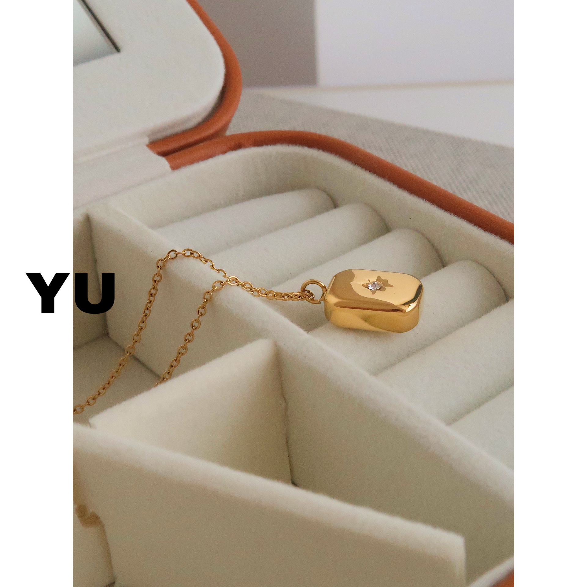 Titanium Steel Material Square, Star, Water Droplets Pattern Simple Style Square Star Water Droplets Titanium Steel Plating Inlay Rhinestones Pendant Necklace