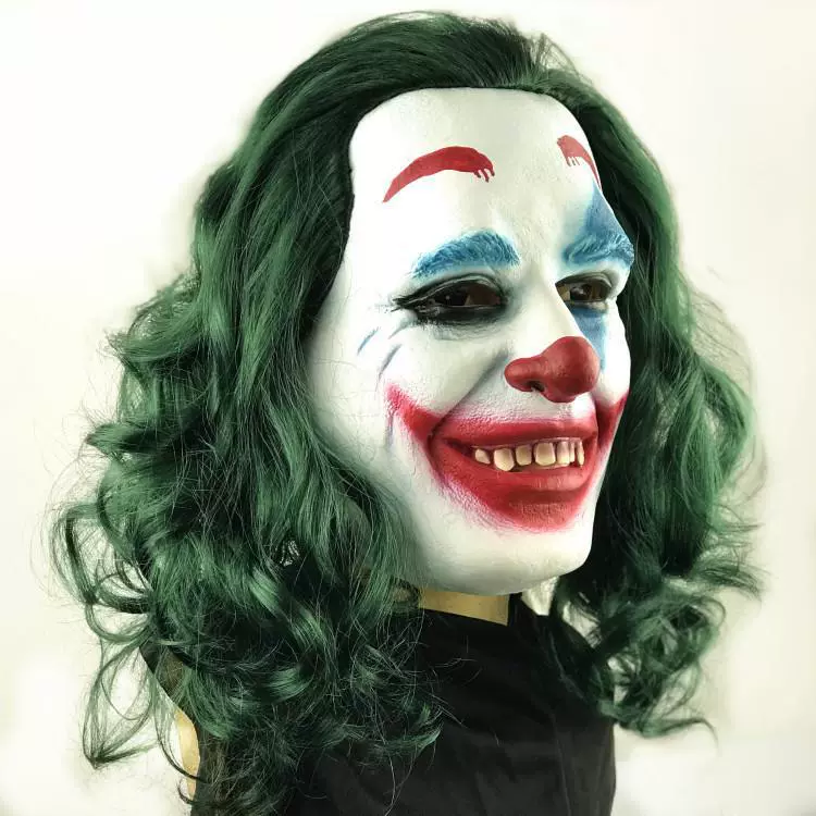 Хэллоуинская маска клоуна с зелеными волосами JOKER латексная істинная деталь, хоррор танцевальное изделие