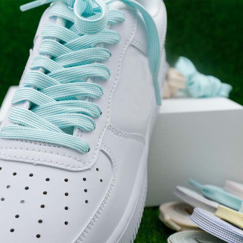 Kulogin 0.8cm Flat Polyester Laces with Glitter Threads, Dual Color Shoe Ties for Men and Women Canvas Sneakers Board Shoes White Shoes