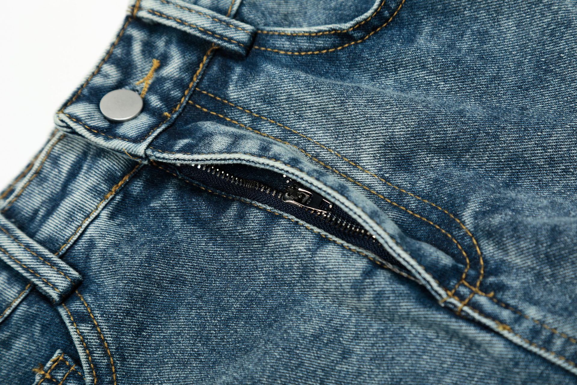 Korean-Style Distressed Washed Wide-Leg Jeans – Embroidered Star Details | Unisex Loose Fit Streetwear Denim Pants (S-XL, Blue/Black)​_mkmklike.com