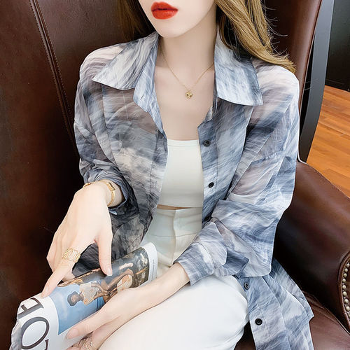 Summer 2025 Women's Casual Long-Sleeve Top with Design Sense, Small Brand Chiffon Shirt, Thin Air-Conditioning Wear