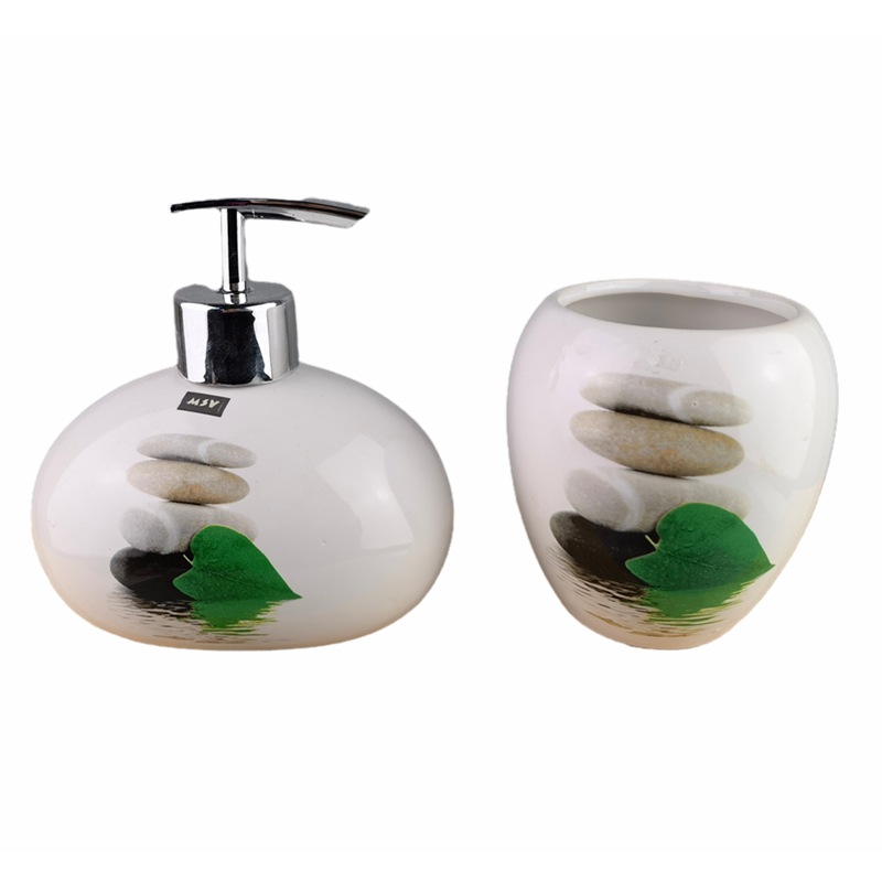 Baños de cerámica para niños animales marinos cepillo de dientes taza de enjuague bucal botella de emulsión sanitario fresco set de 4 piezas