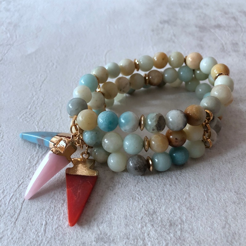 Colored Stone Bead Multilayer Bracelet display picture 3