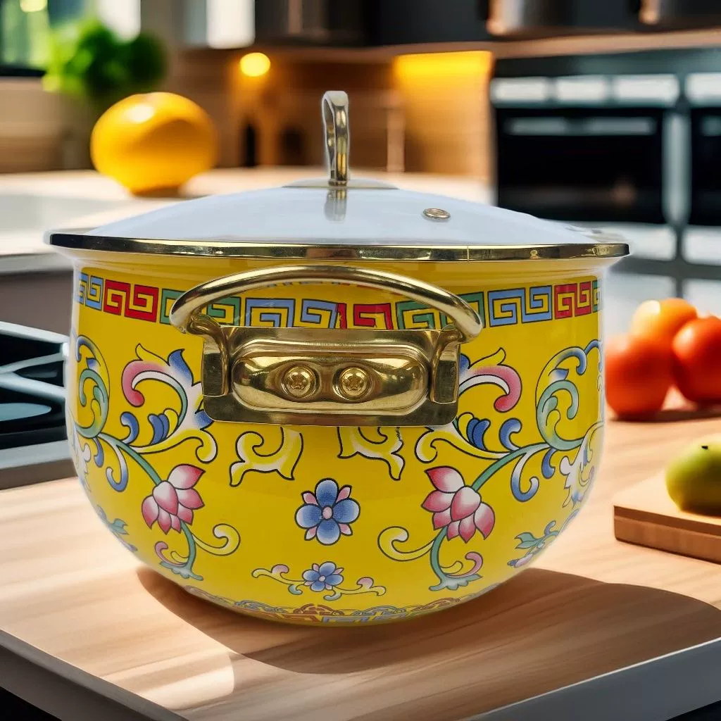 Супница из толстой эмали с двойными ушами для дома, кастрюля для супа, лечебный горшок, индукционная плита, универсальная