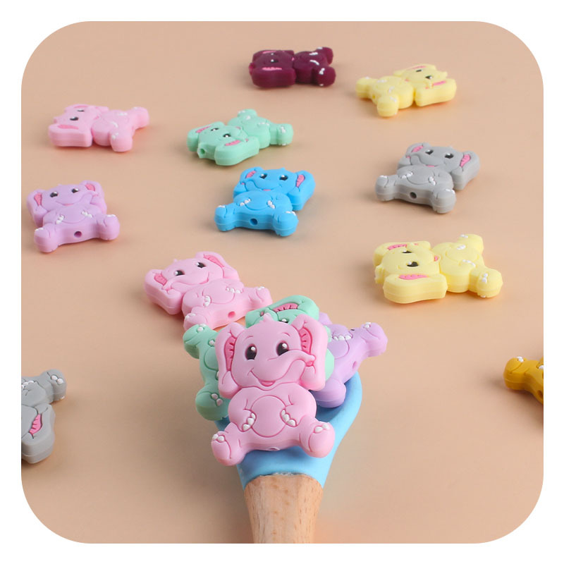 Creativo DIY bebé suministros de dibujos animados elefante cuentas de silicona juguete mordedor bebé molar chupete cadena pulsera Accesorios