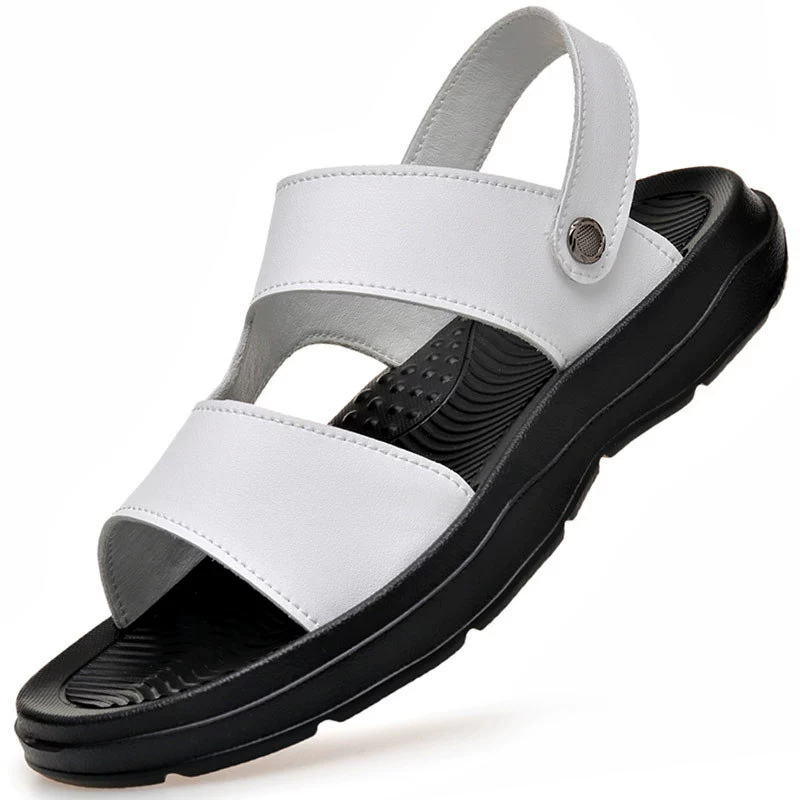 Мужские сандалии 2025 Летняя обувь Мужские тапочки Дышащие повседневные вьетнамские мужские туфли Натуральная кожа Пляжные сандалии для пап