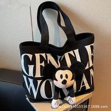 帆布包包女2025新款卡通米奇大容量托特包大学生上课通勤单肩包女