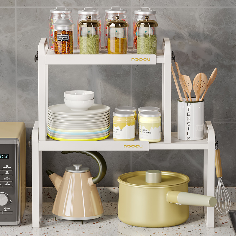 Telescopic kitchen multi-layer classification storage rack under cabinet sink pots and pans countertop spice storage microwave storage rack