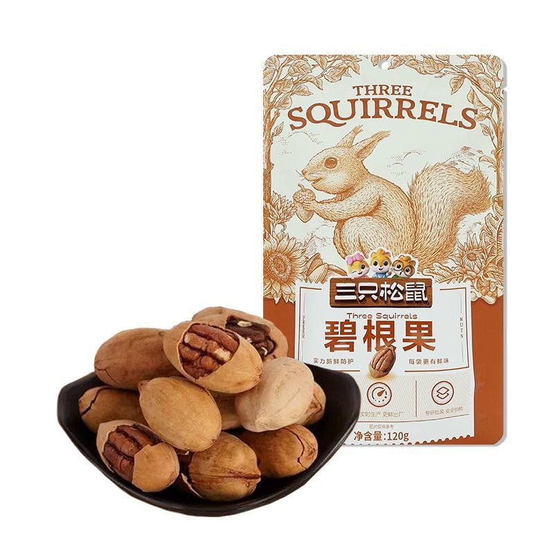Three Squirrels Pecans 120g Longevity Fruit Nuts Hand-Peeled Office Leisure Snacks