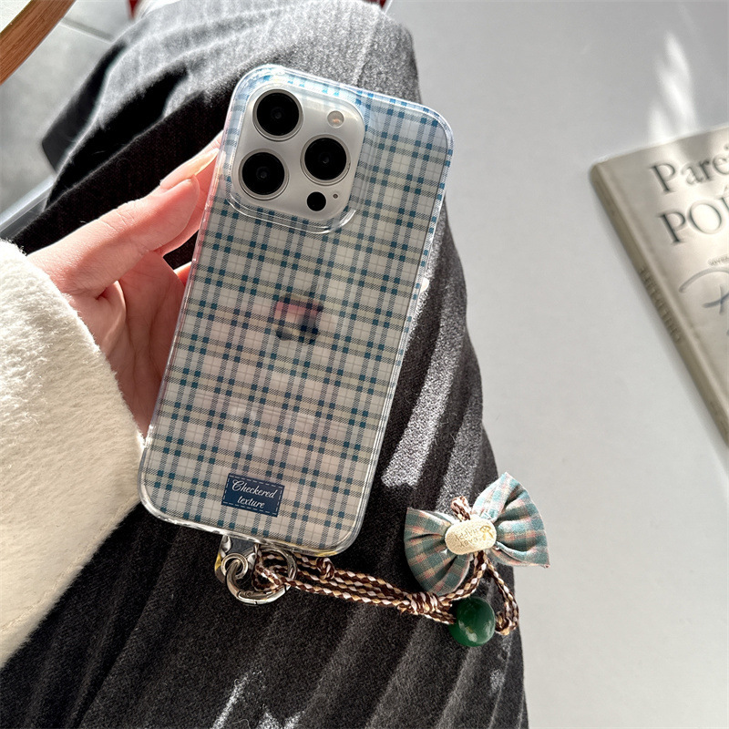 Japonés ins transparente a cuadros para Apple 15/16Promax funda para teléfono móvil iPhone 13/14 femenino nuevo 15P