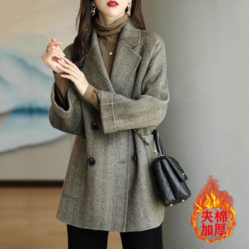 毛呢外套女2025秋冬季新款小个子加厚韩版修身气质中长款呢子大衣|undefined