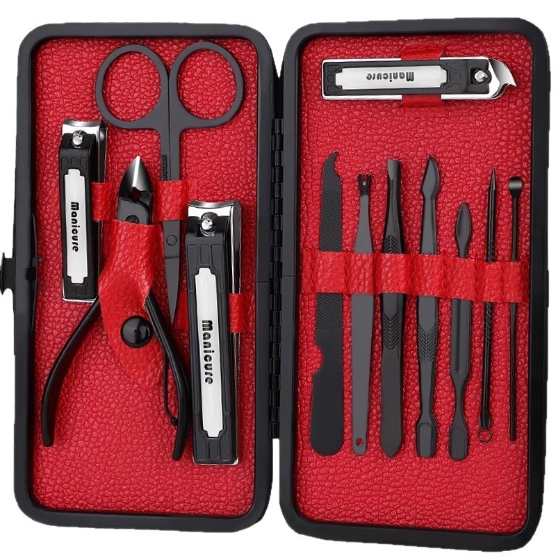Kit de caja de hierro para el hogar herramientas de pedicura alicates de uñas cortador de uñas cucharas de orejas uñas tijeras de uñas conjunto completo de piel muerta