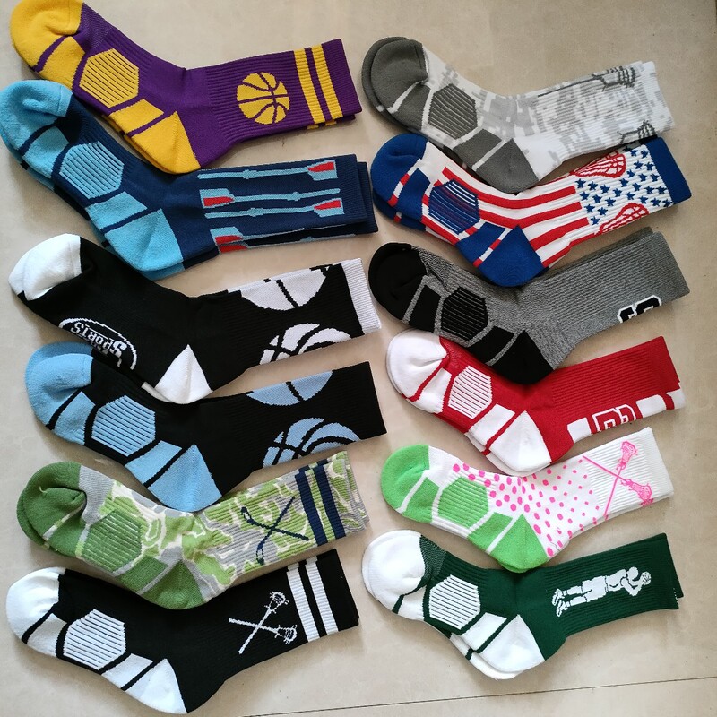 Stock in stock football socks plain dry wear-resistant running socks outer roller skating tide socks towel bottom basketball socks men's socks wholesale