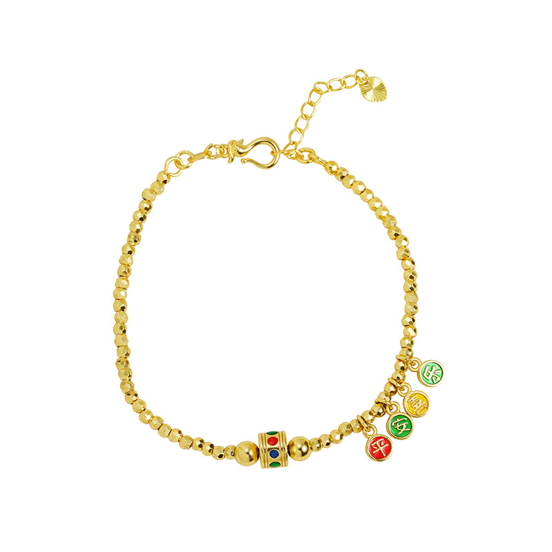 Nuevos productos de oro de arena vietnamita pulsera de corte goteo de aceite Ping An pulsera de alegría simple y versátil no se desvanecerá joyas