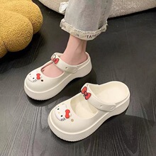 玛丽珍拖鞋女夏季外穿透气踩屎感厚底洞洞鞋包头半拖凉鞋批发