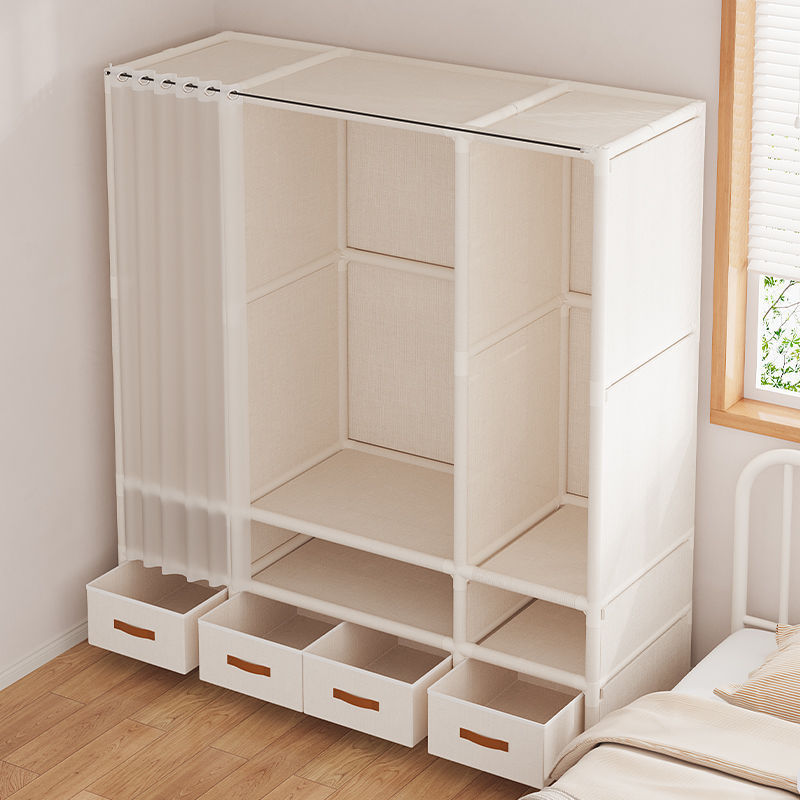 Simple Wardrobe Floor-Standing Rental Storage Cabinet Organizer Multi-Layer Japanese-Style Fabric Wardrobe Large Capacity Simple Hanging Closet