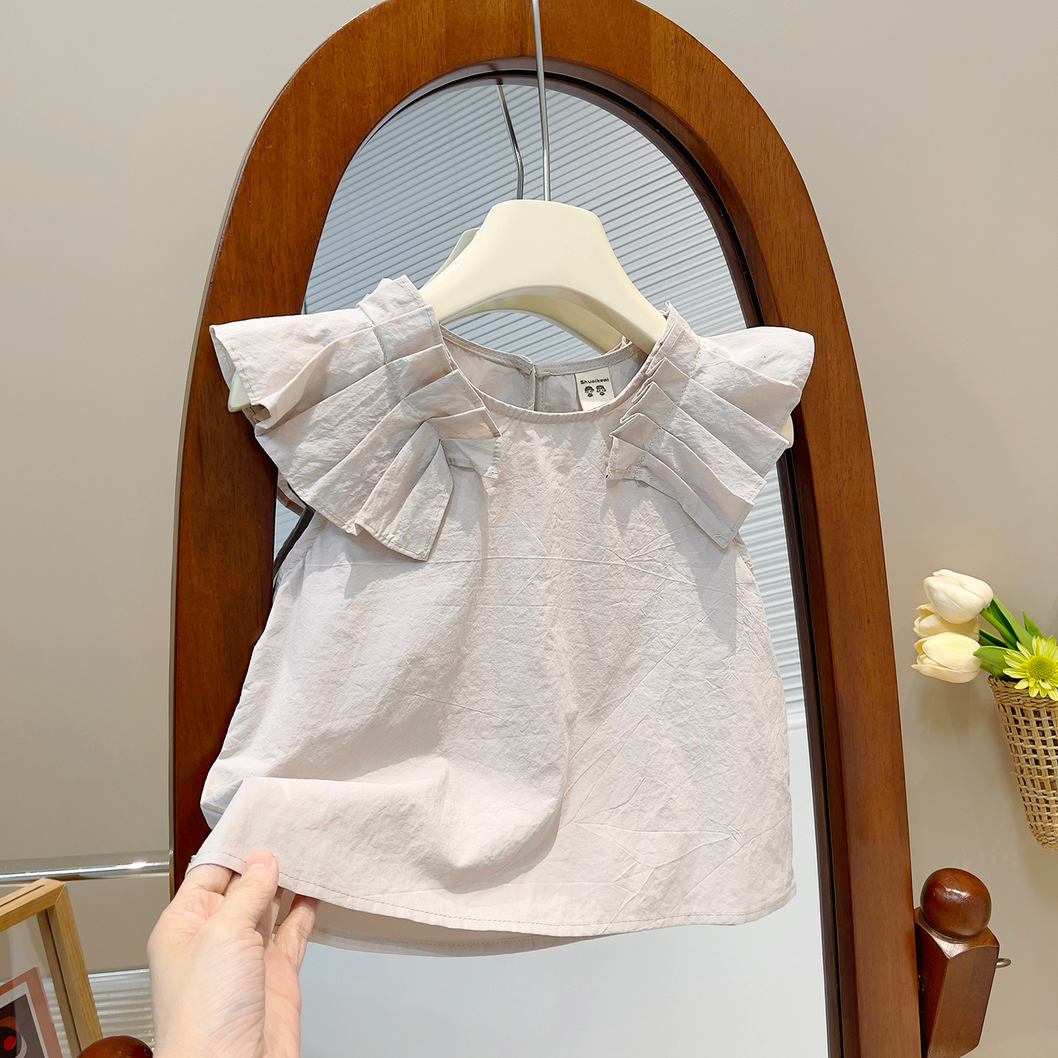 Mädchen Set Mit Rüschenärmel Top Und Lässigen Shorts_voghion.com