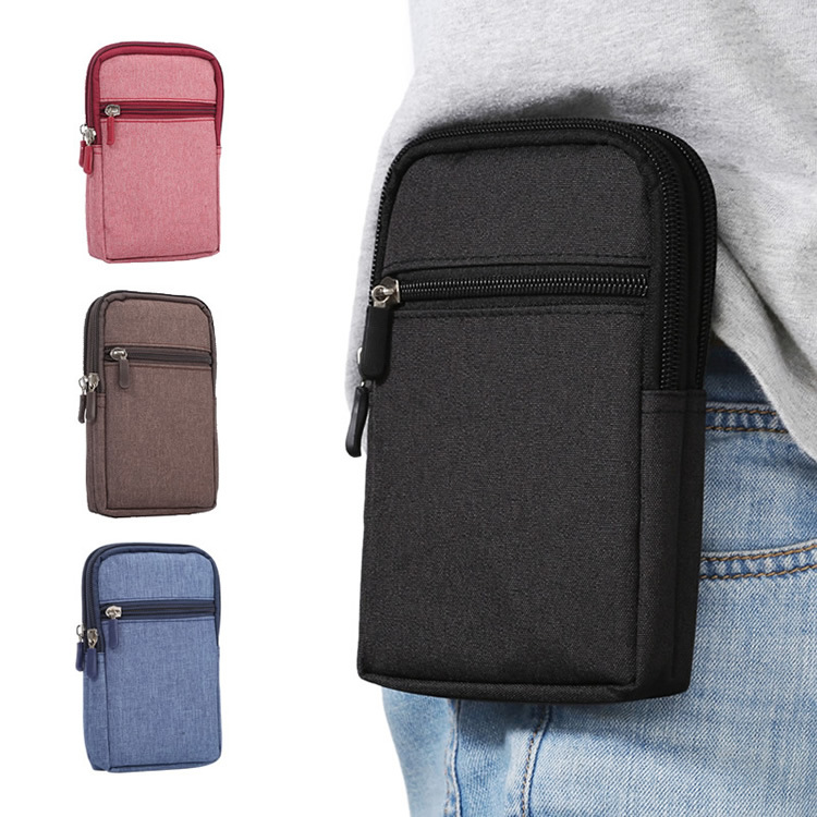 Denim put 2 mobile phone bags wear belt hanging waist cigarette purse zipper men's middle-aged and elderly construction site work 6 inches